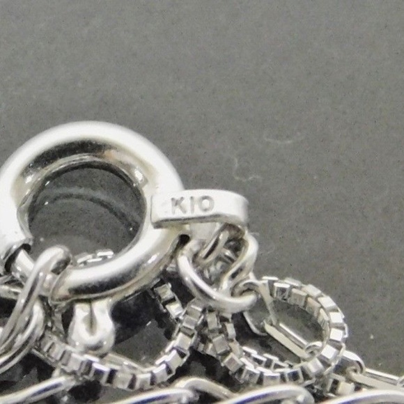 Authentic Natural 0.04ct 5 point Diamond K10 White Gold Bracelet 6.9 inch - Picture 6 of 11